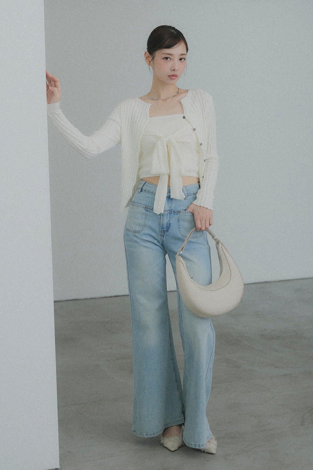 2WAYリブニット&ウエストリボンビスチェセット