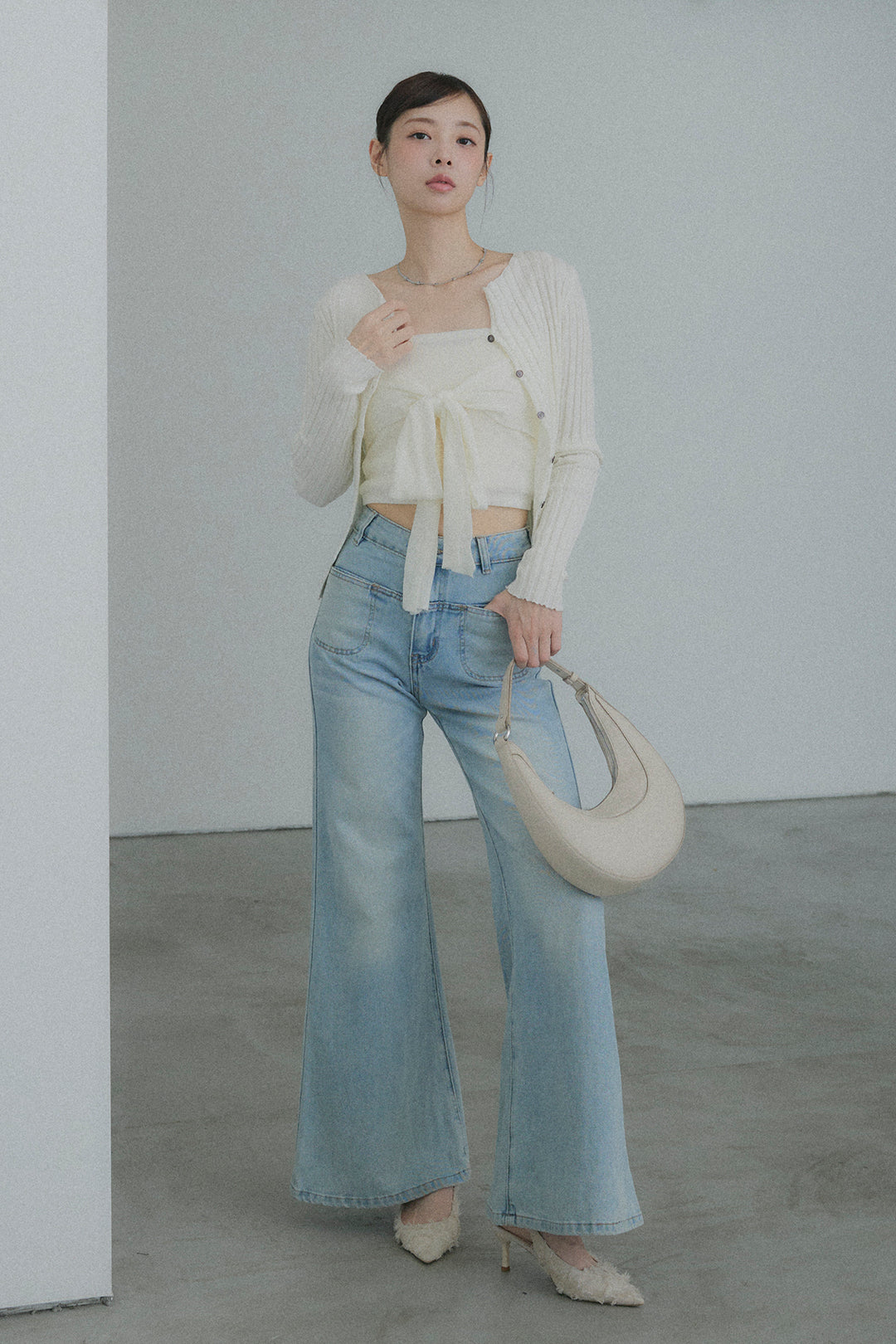 2WAYリブニット&ウエストリボンビスチェセット