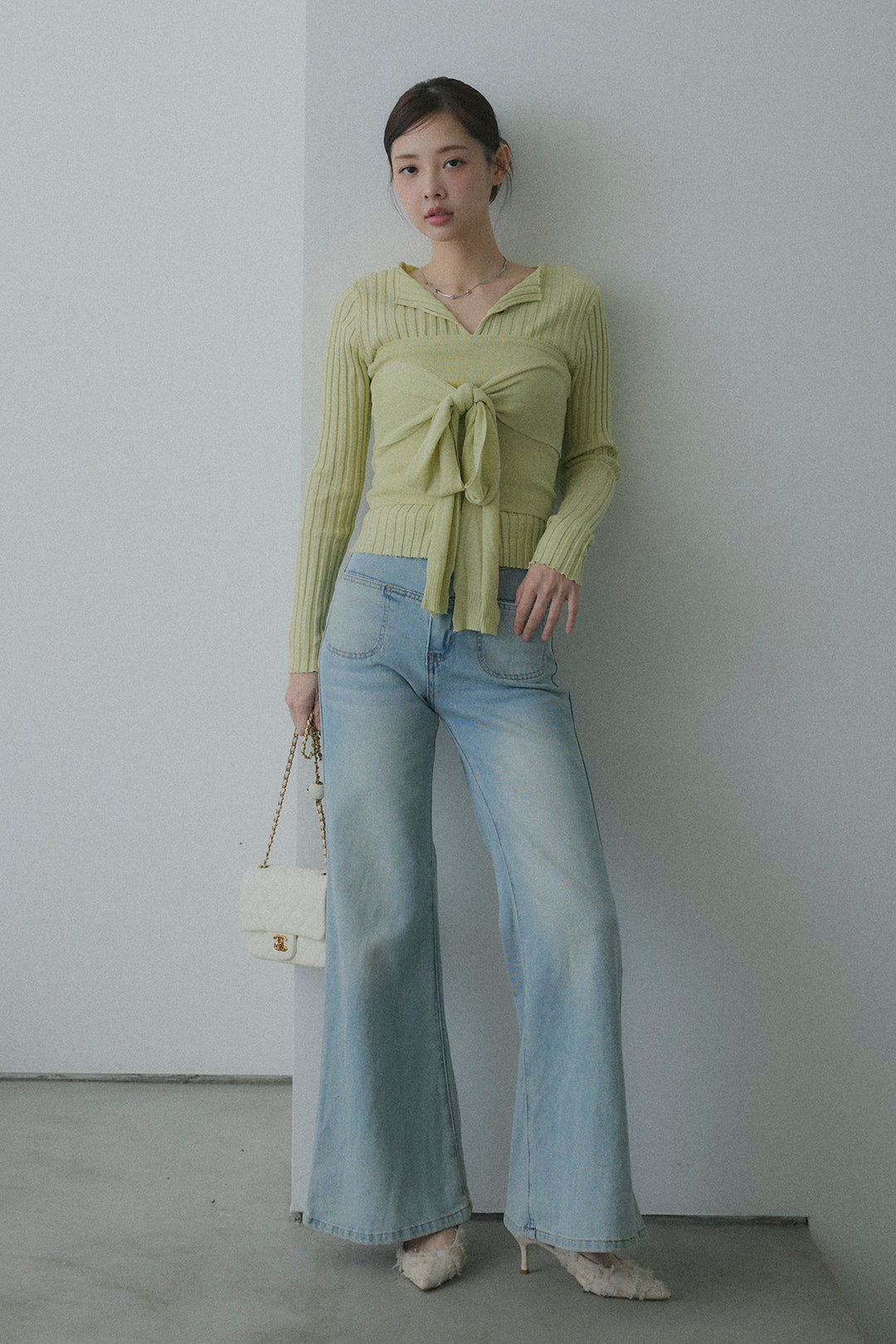 2WAYリブニット&ウエストリボンビスチェセット