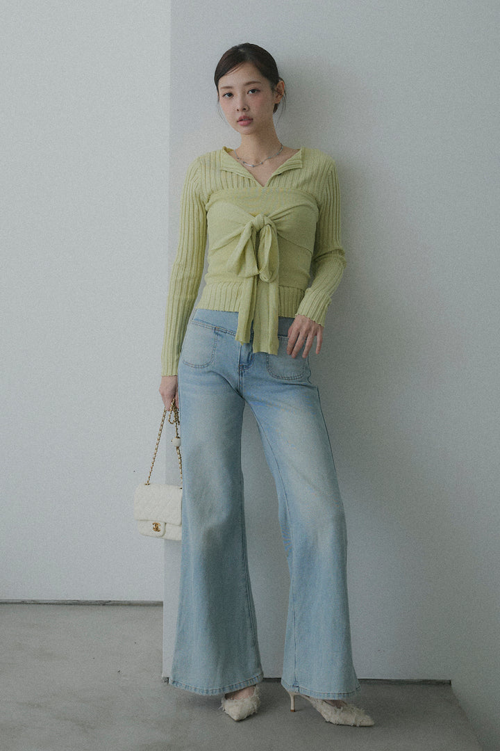 2WAYリブニット&ウエストリボンビスチェセット