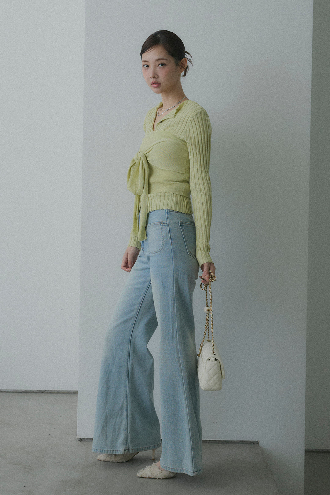 2WAYリブニット&ウエストリボンビスチェセット