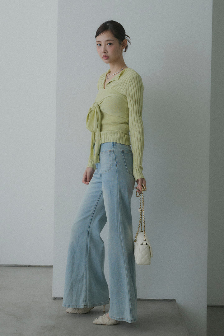 2WAYリブニット&ウエストリボンビスチェセット