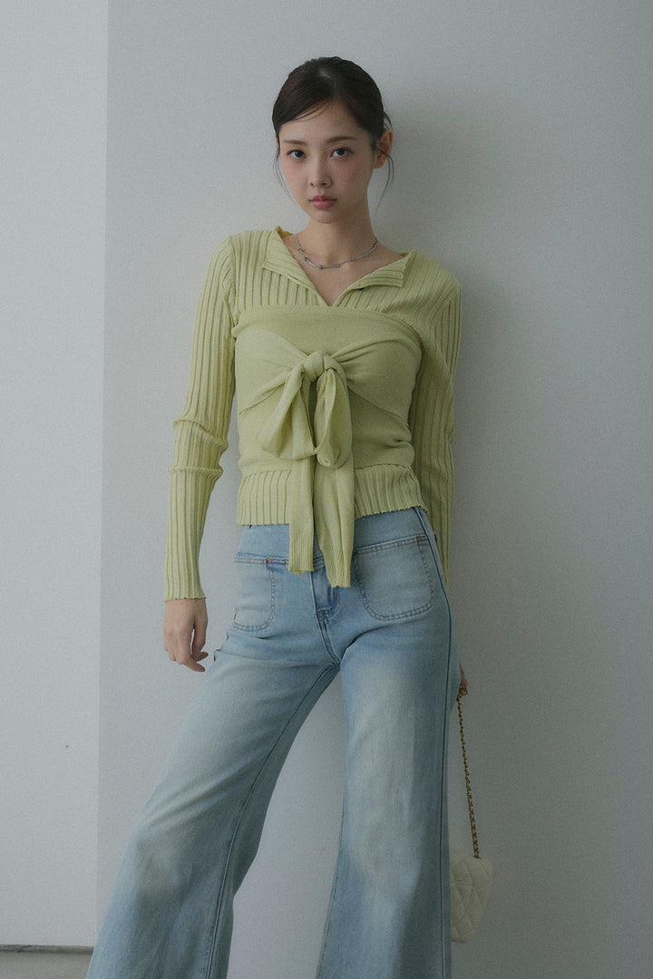 2WAYリブニット&ウエストリボンビスチェセット