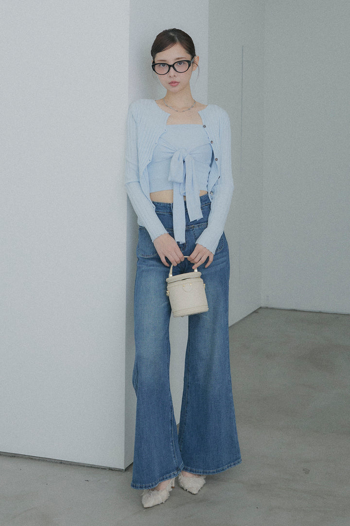 2WAYリブニット&ウエストリボンビスチェセット