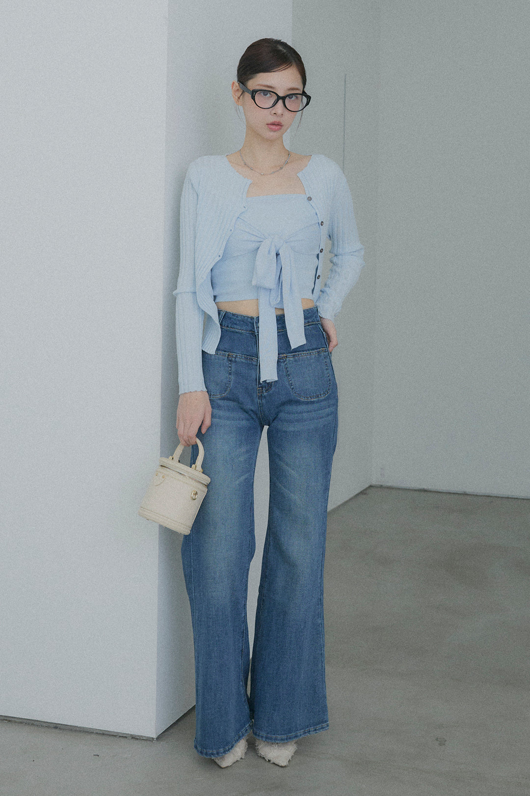 2WAYリブニット&ウエストリボンビスチェセット