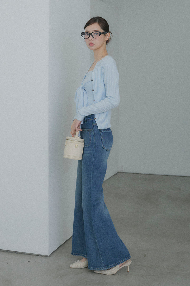 2WAYリブニット&ウエストリボンビスチェセット