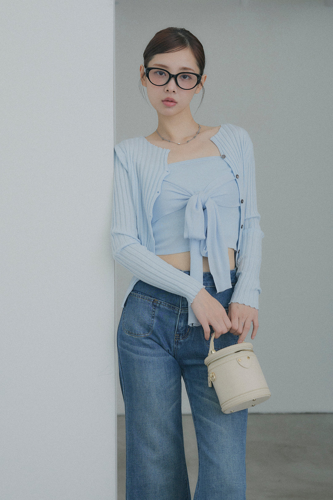 2WAYリブニット&ウエストリボンビスチェセット