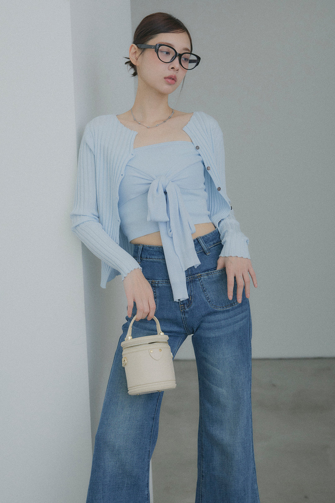 2WAYリブニット&ウエストリボンビスチェセット