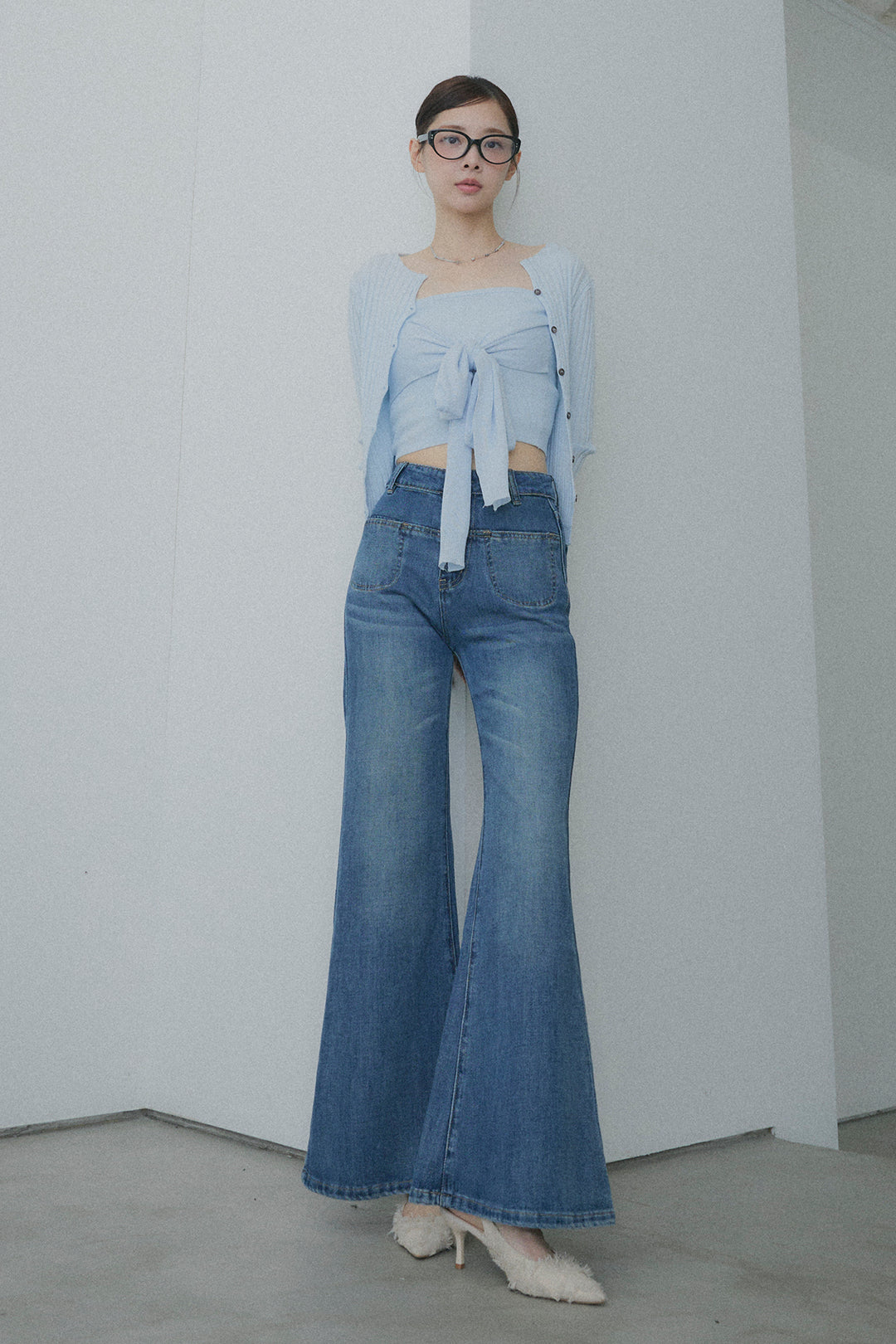 2WAYリブニット&ウエストリボンビスチェセット