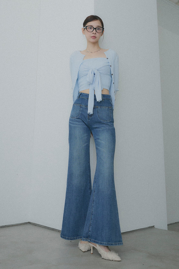 2WAYリブニット&ウエストリボンビスチェセット