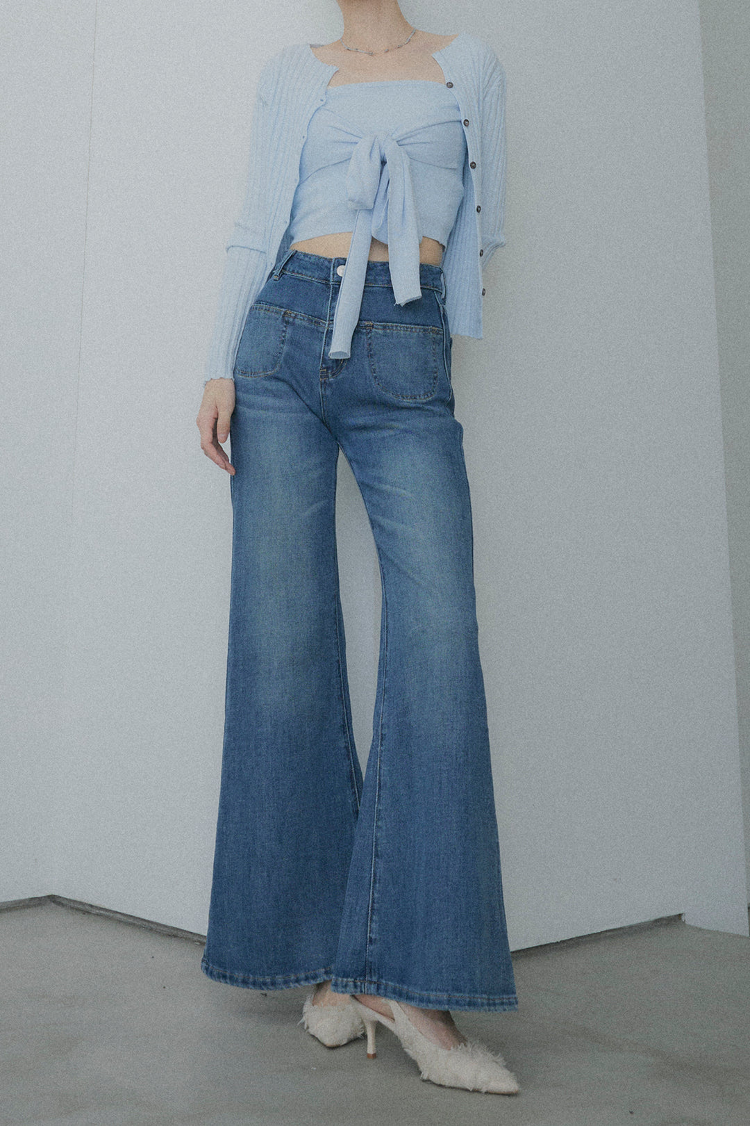 2WAYリブニット&ウエストリボンビスチェセット