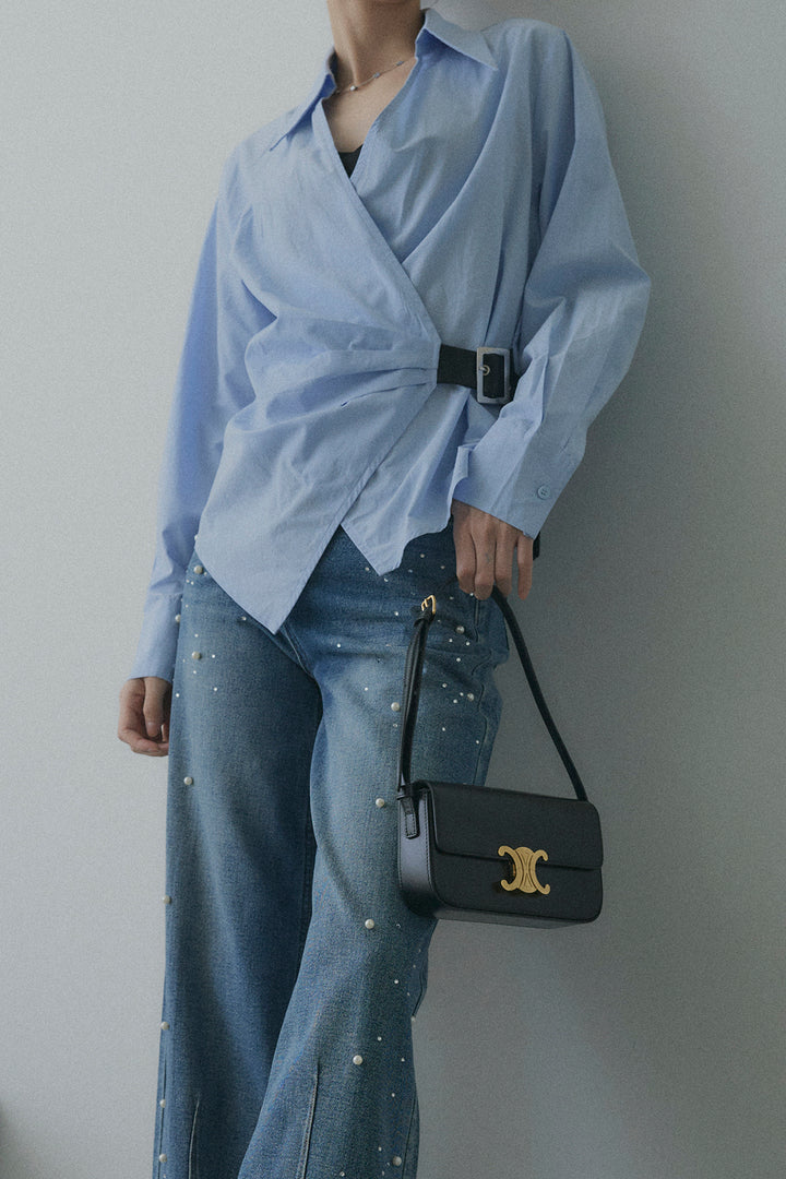 Side Belt Asymmetrical Cache-Coeur Shirt