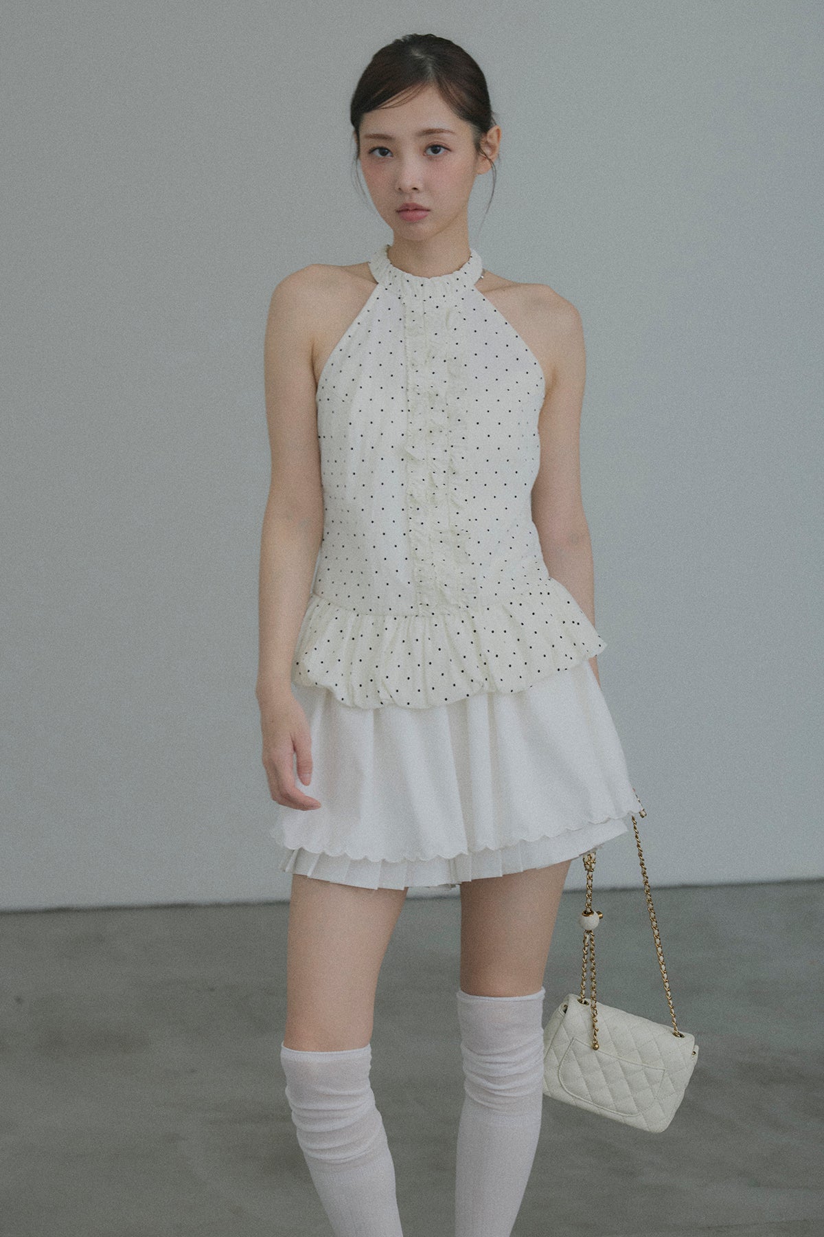THE TOÉ ドット柄ティアードフリルホルターネックトップス THE TOÉ ドット柄ティアードフリルホルターネックトップス THE TOÉ