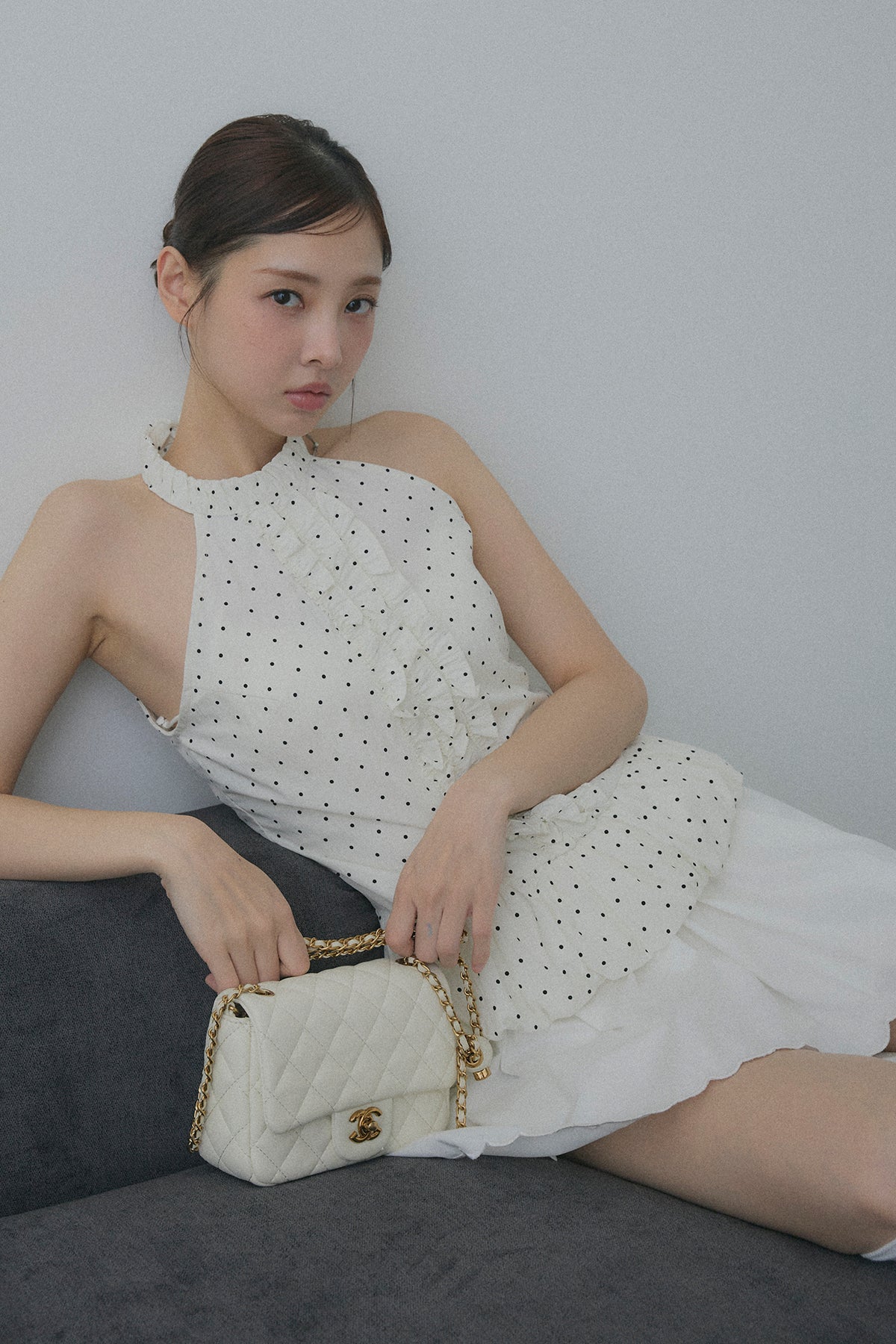 ドットフリルホルターネックトップス – maison-nua_shop
