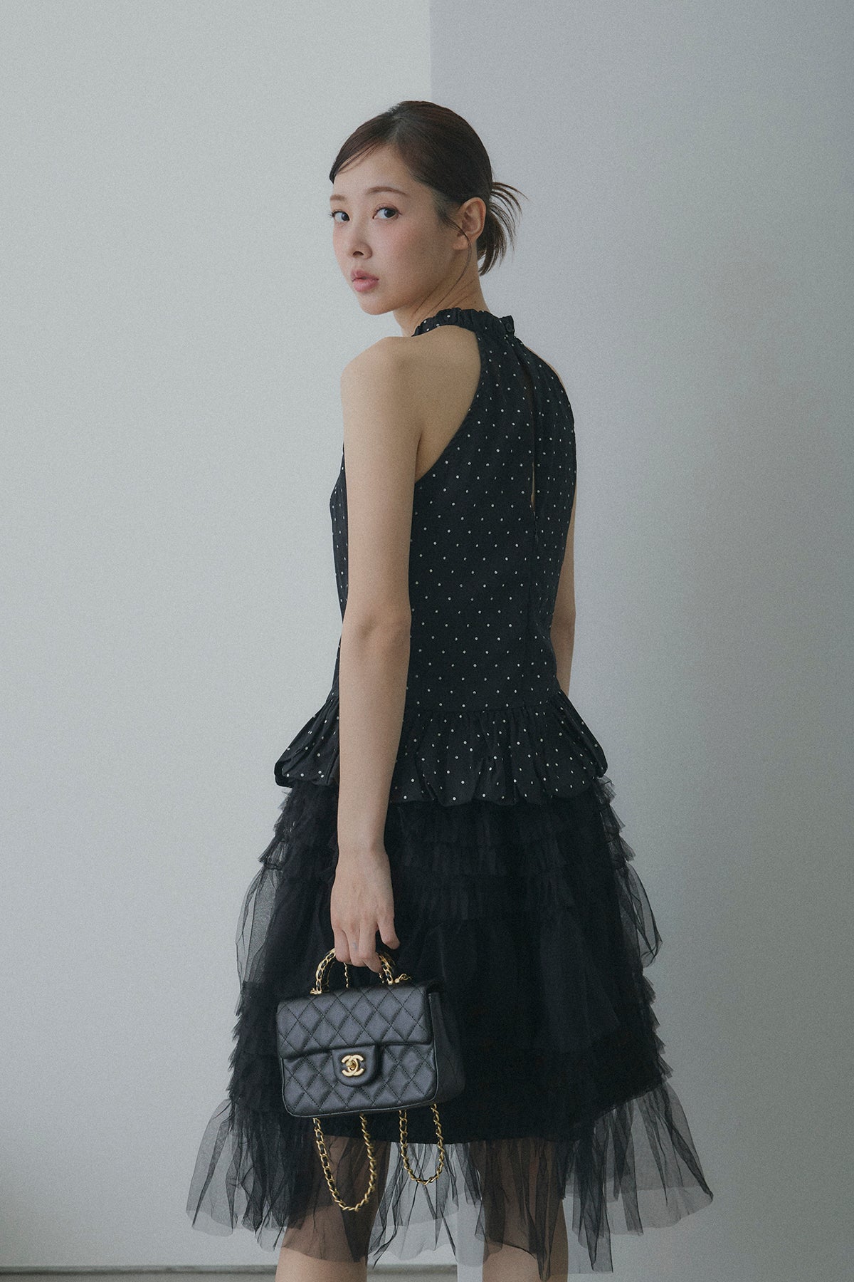 ドットフリルホルターネックトップス – maison-nua_shop