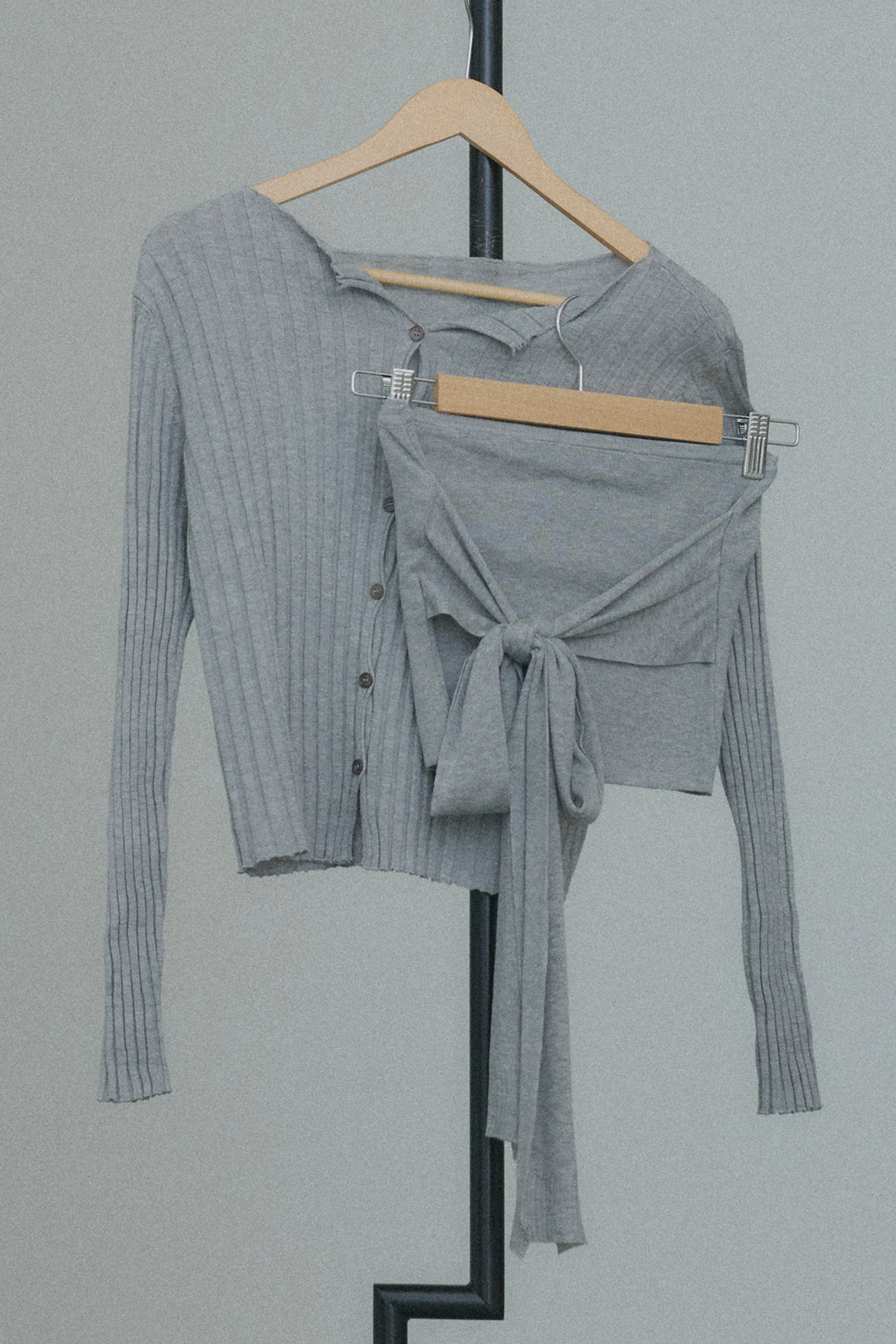 2WAYリブニット&ウエストリボンビスチェセット