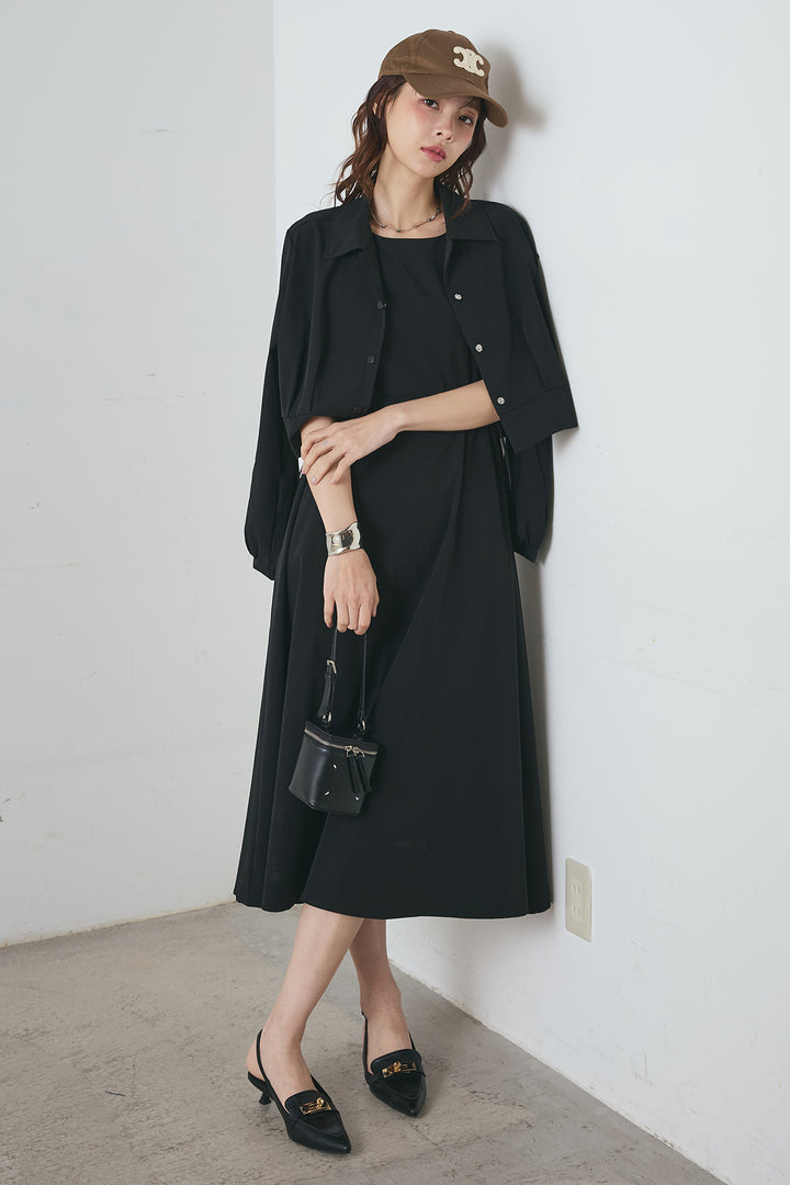 ナイロンクロップドジャケット＆ノースリーブワンピースセット
