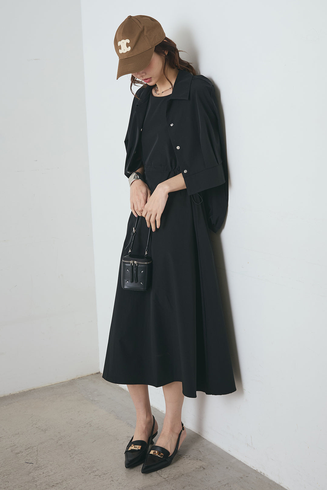 ナイロンクロップドジャケット＆ノースリーブワンピースセット