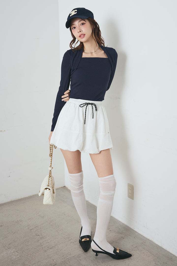 ボレロ風ドッキングスクエアネックトップス