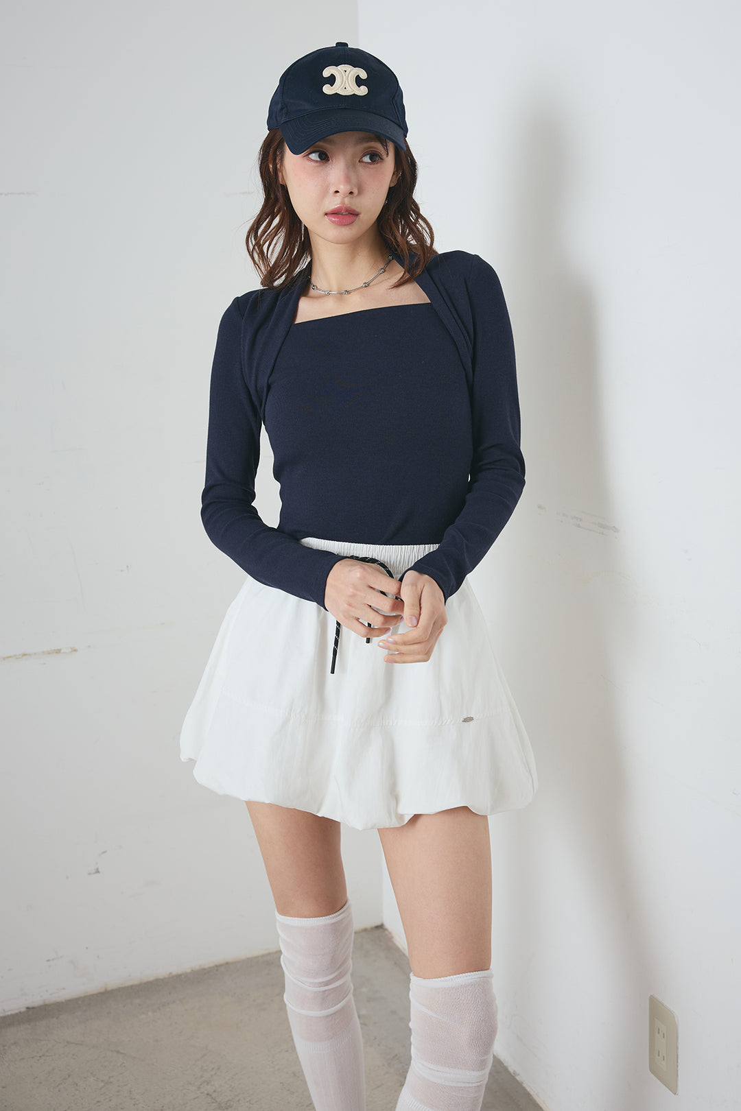 ボレロ風ドッキングスクエアネックトップス