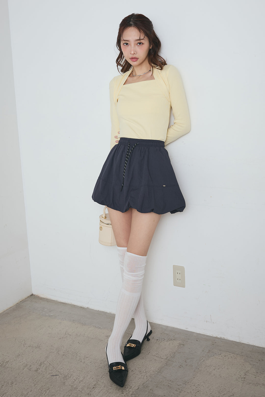 ボレロ風ドッキングスクエアネックトップス