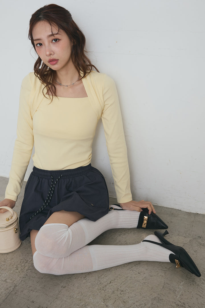 ボレロ風ドッキングスクエアネックトップス