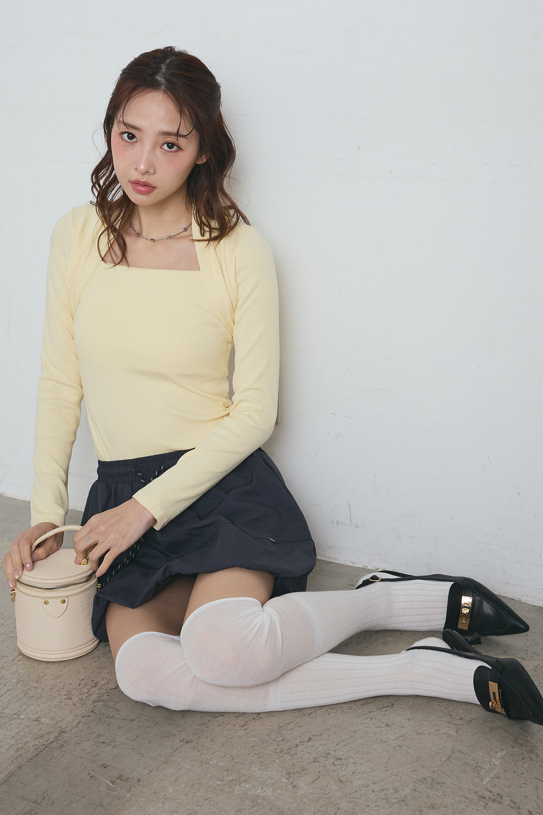 ボレロ風ドッキングスクエアネックトップス