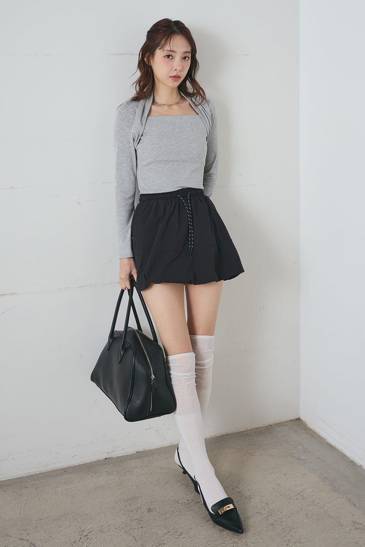 ボレロ風ドッキングスクエアネックトップス