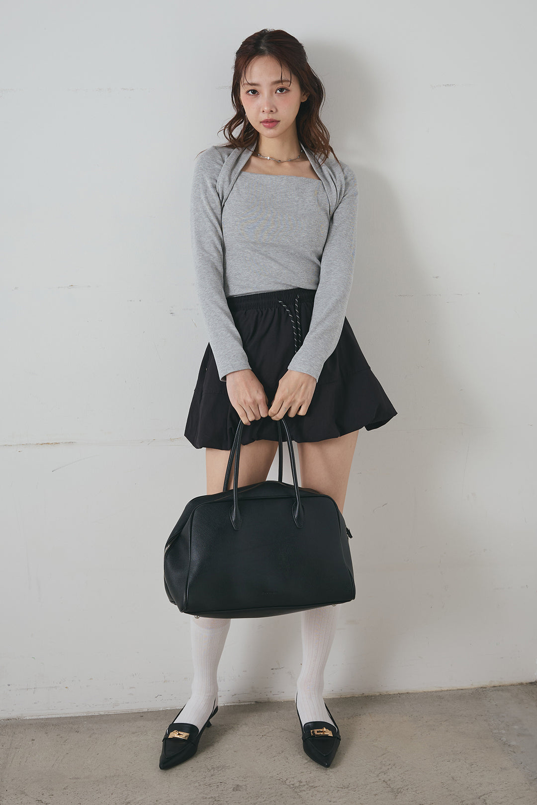 ボレロ風ドッキングスクエアネックトップス