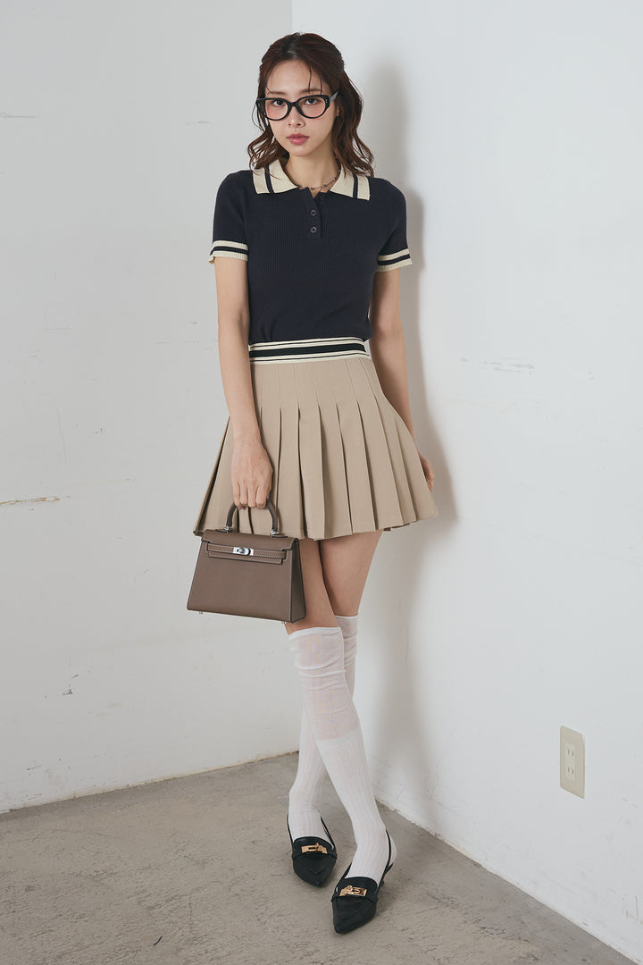 ラインウエスト プリーツミニスカート