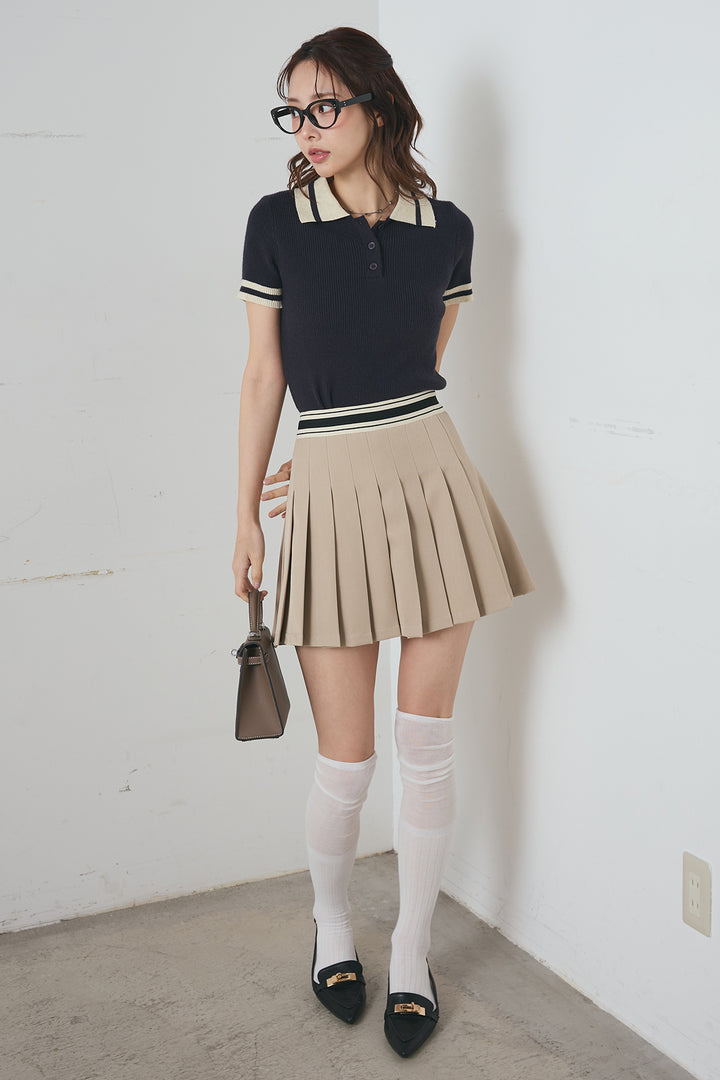 ラインウエスト プリーツミニスカート