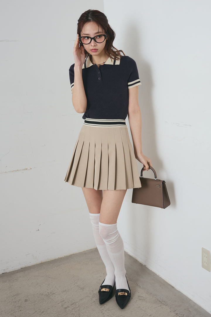 ラインウエスト プリーツミニスカート