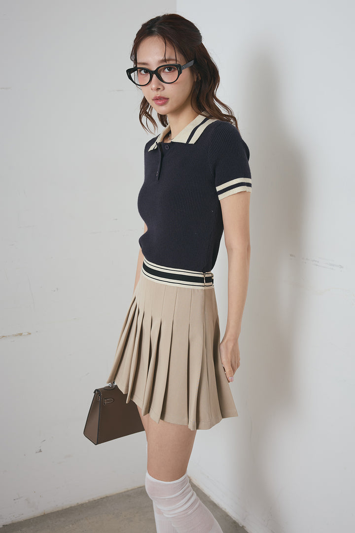 ラインウエスト プリーツミニスカート