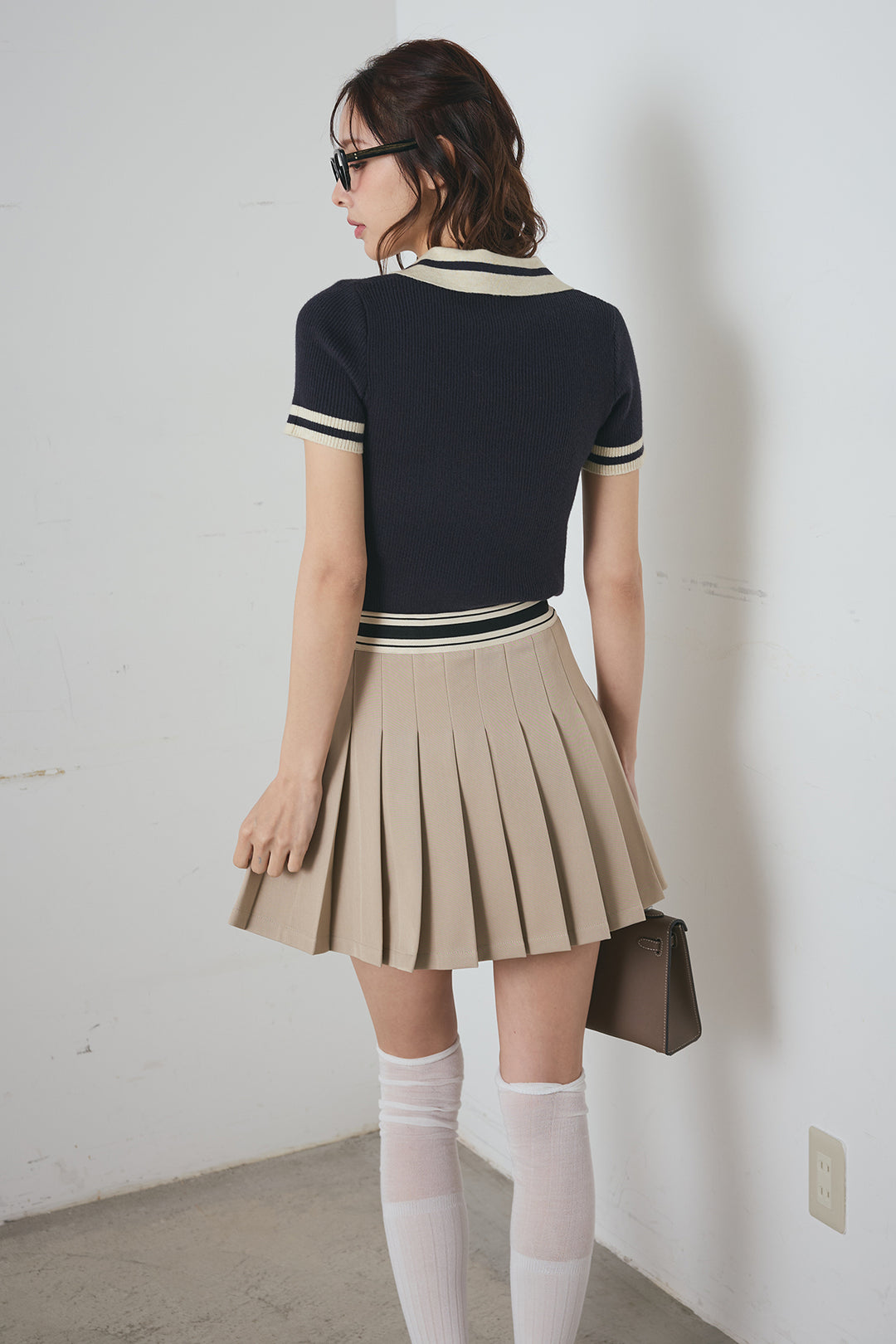 ラインウエスト プリーツミニスカート