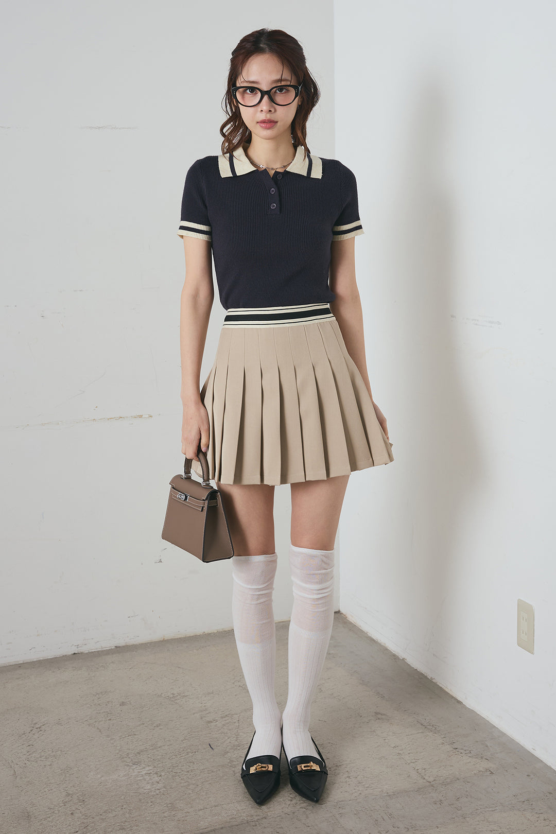 ラインウエスト プリーツミニスカート