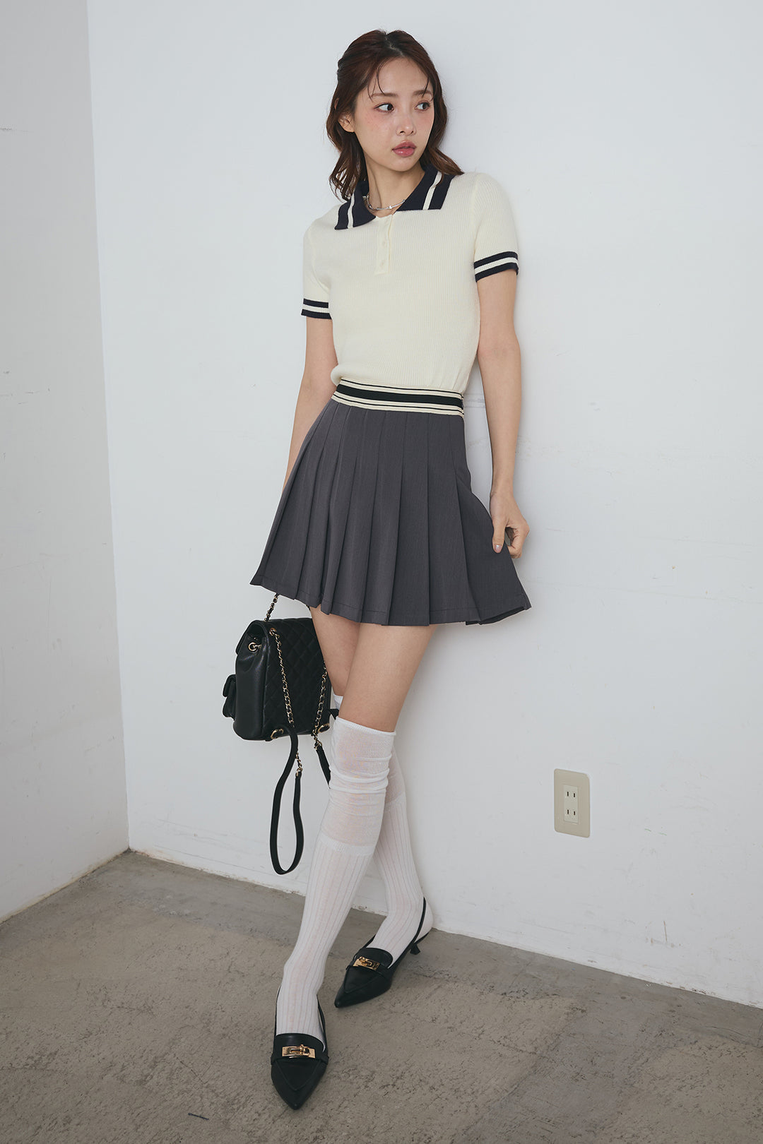 ラインウエスト プリーツミニスカート