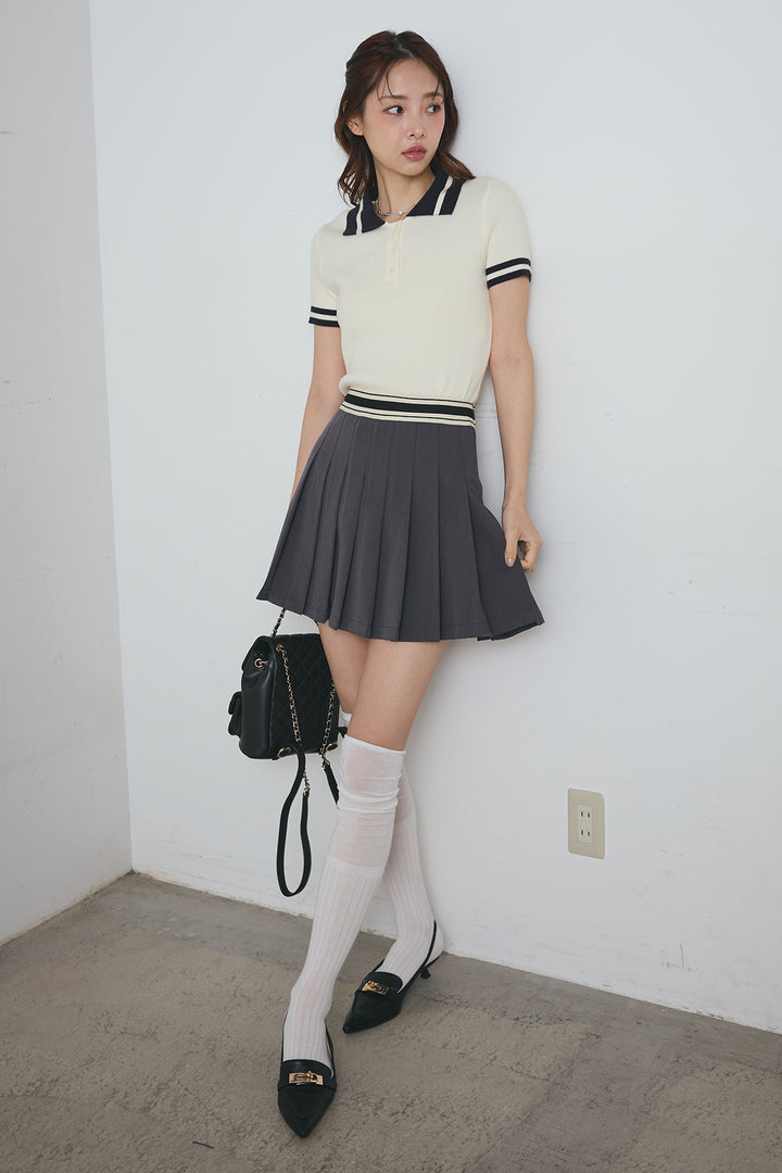 ラインウエスト プリーツミニスカート