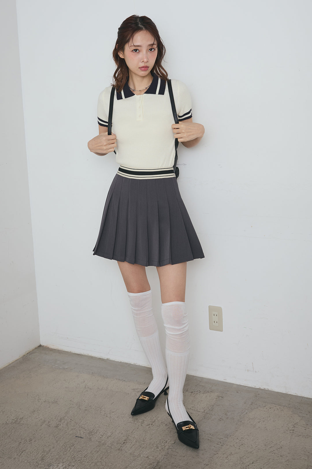 ラインウエスト プリーツミニスカート