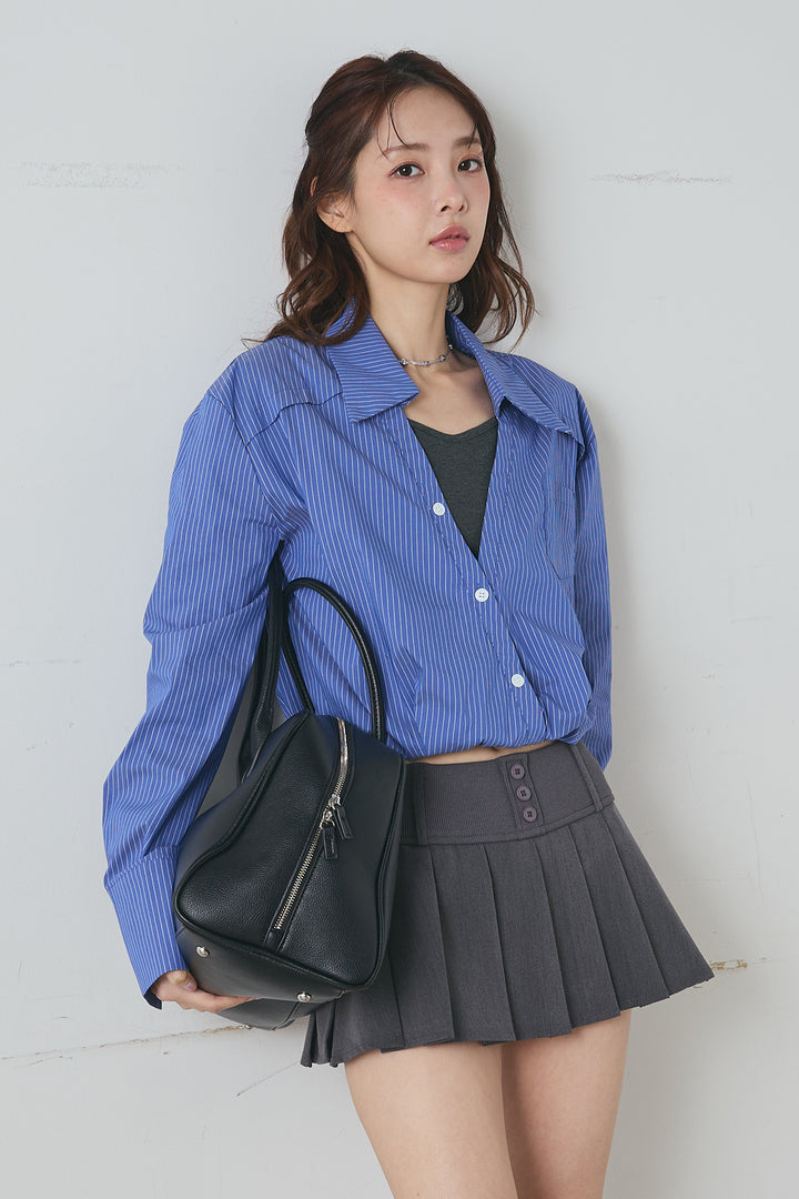 ボタンプレッピープリーツミニスカート