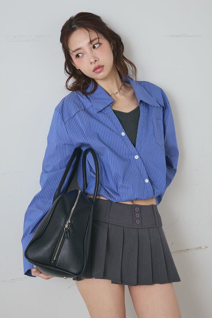 ボタンプレッピープリーツミニスカート