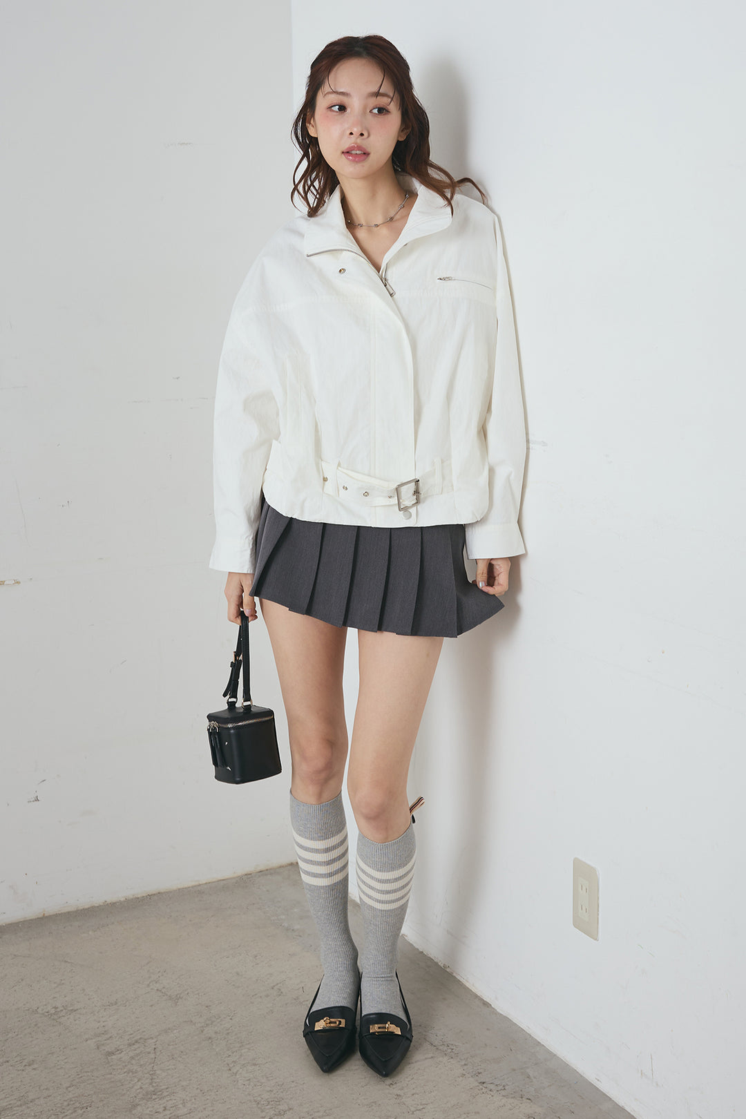 サイドベルト ショートジップブルゾン