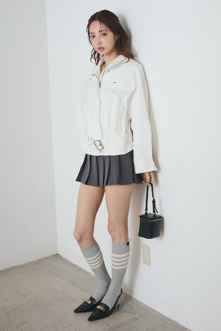 サイドベルト ショートジップブルゾン