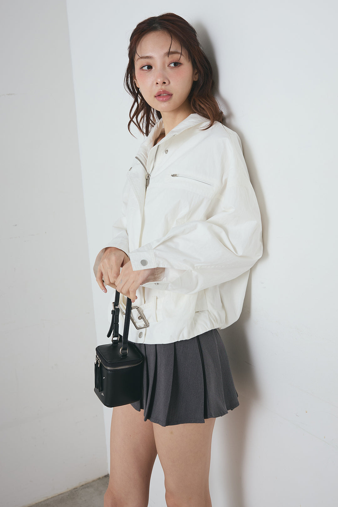 サイドベルト ショートジップブルゾン