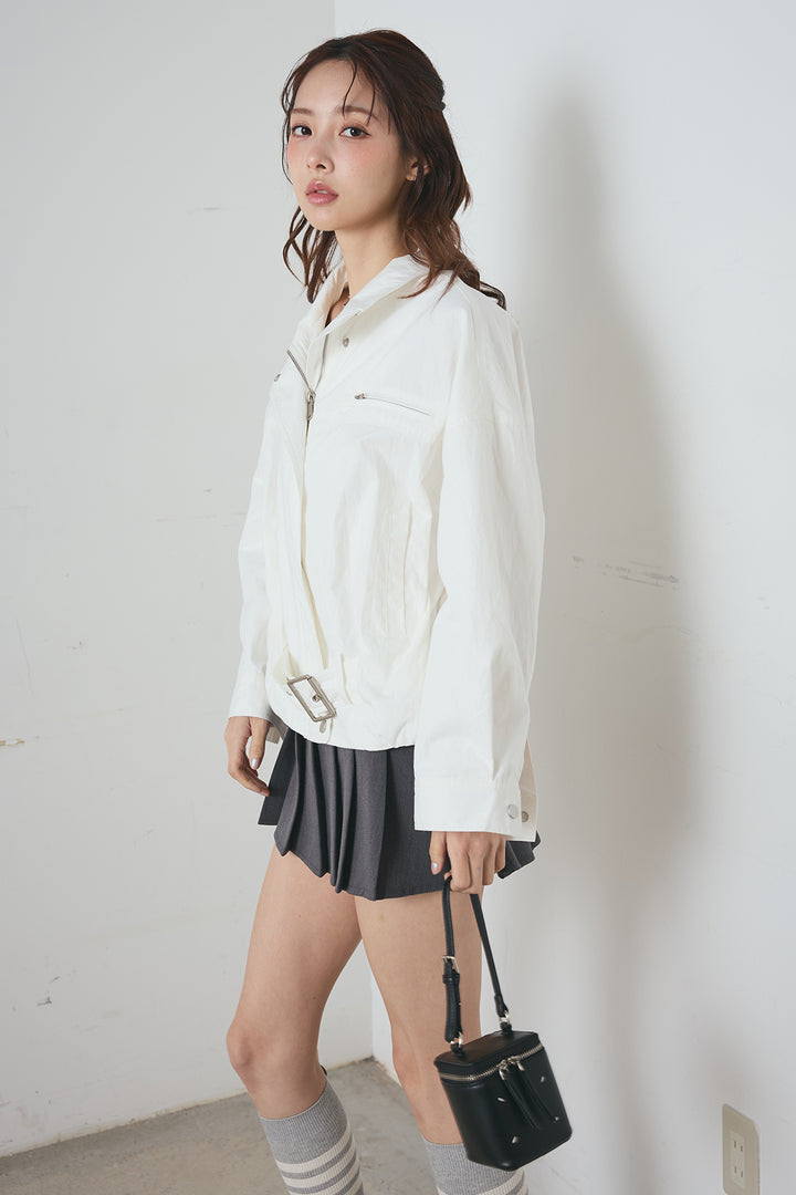 サイドベルト ショートジップブルゾン
