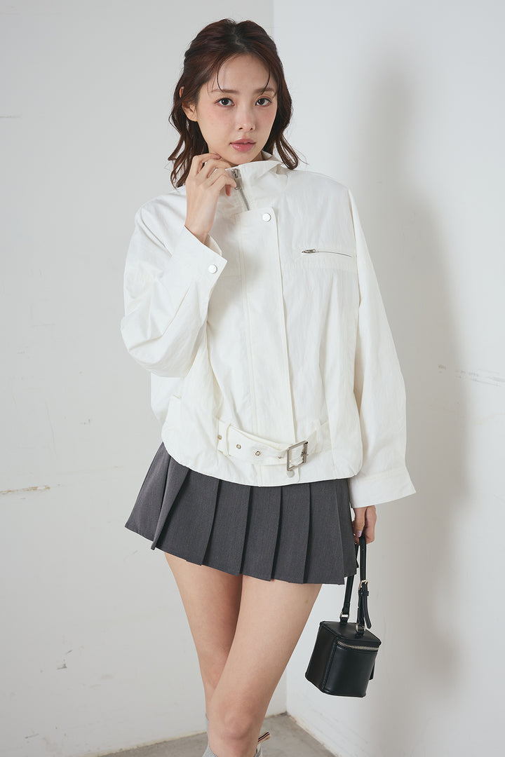 サイドベルト ショートジップブルゾン