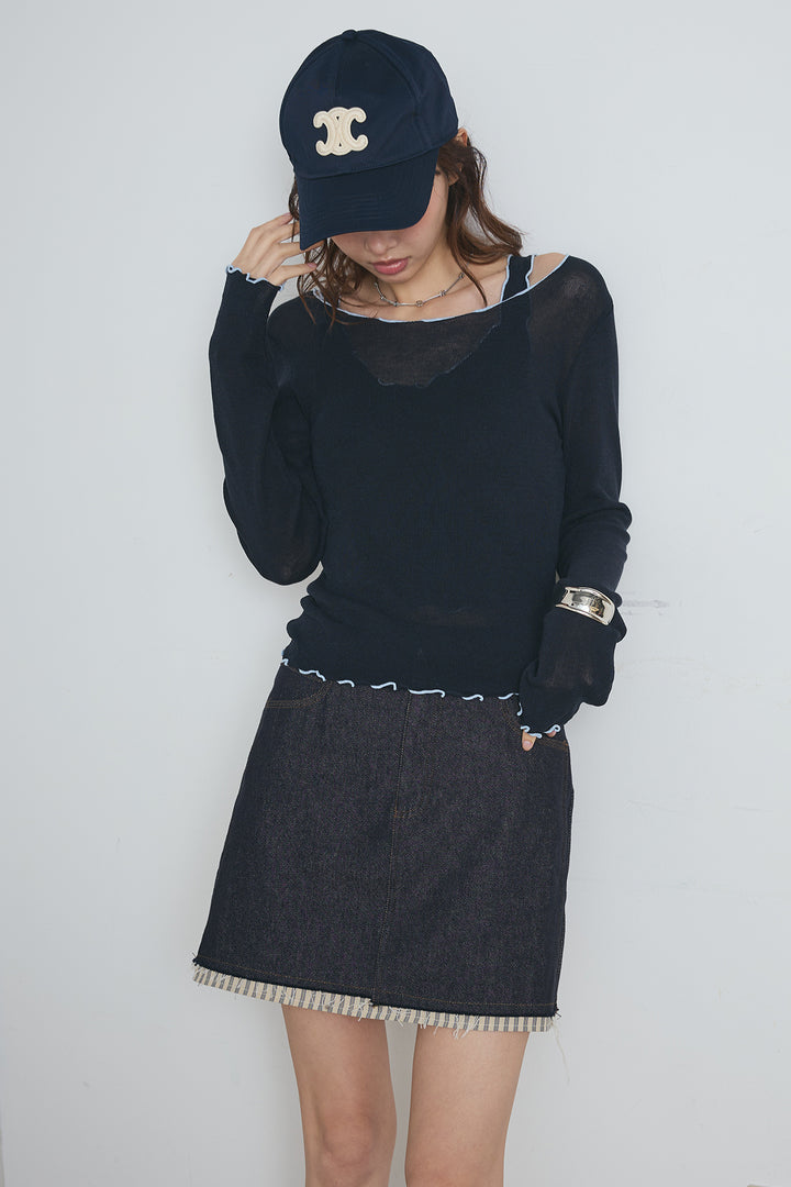 2way配色ステッチトップス＆ノースリーブセット