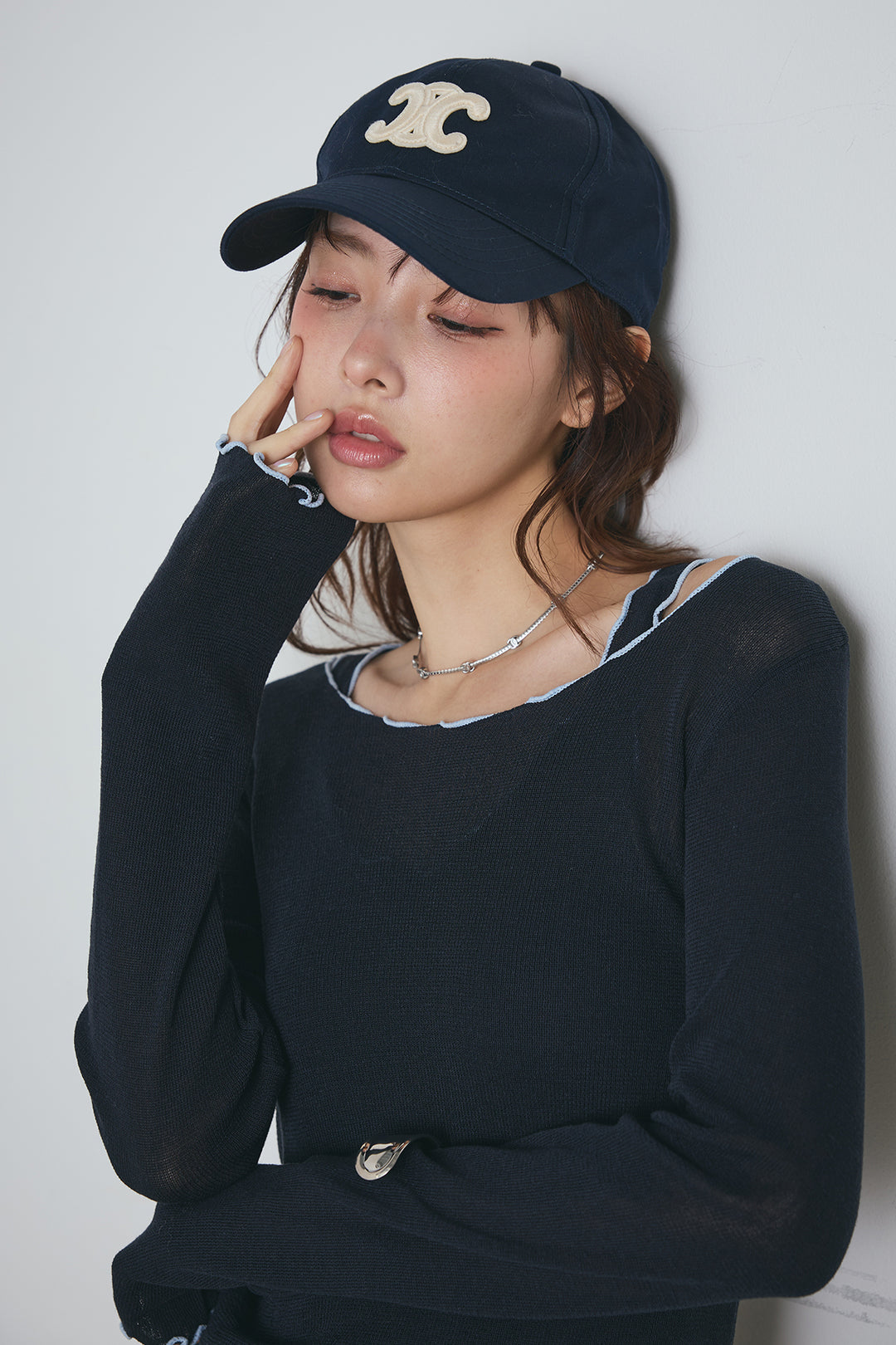 2way配色ステッチトップス＆ノースリーブセット