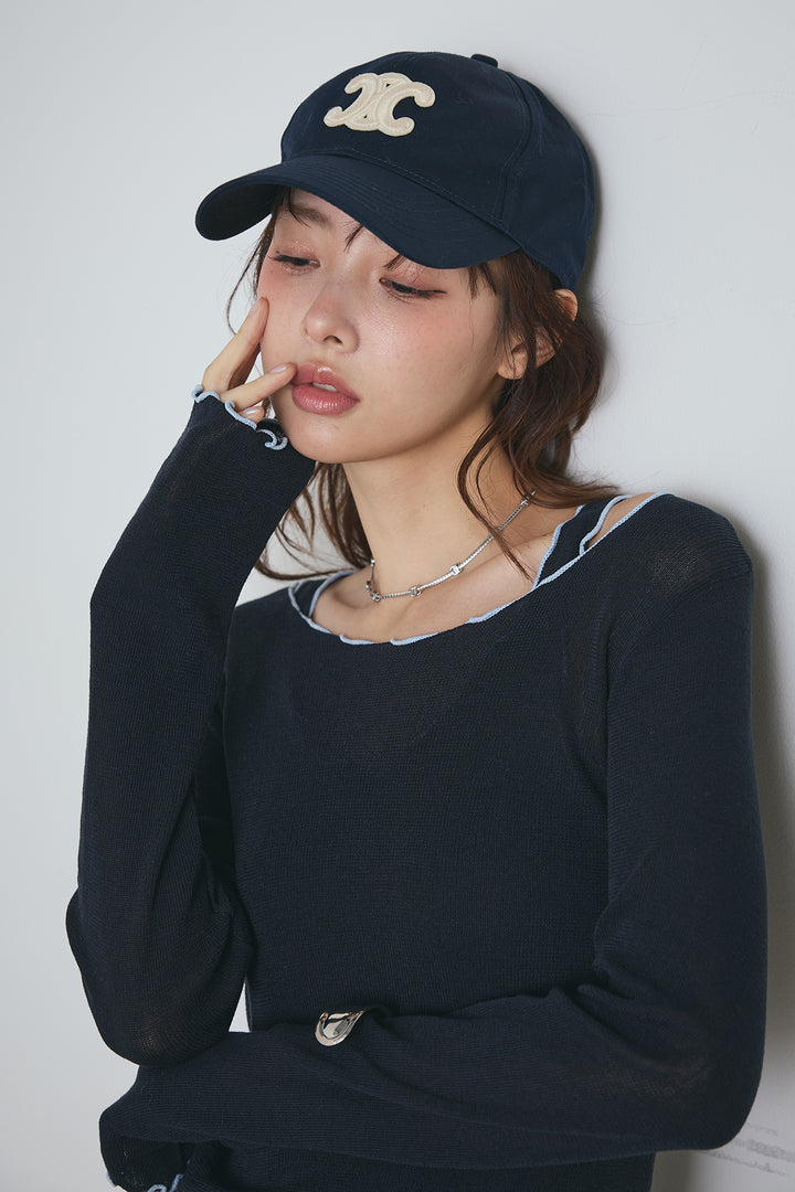 2way配色ステッチトップス＆ノースリーブセット