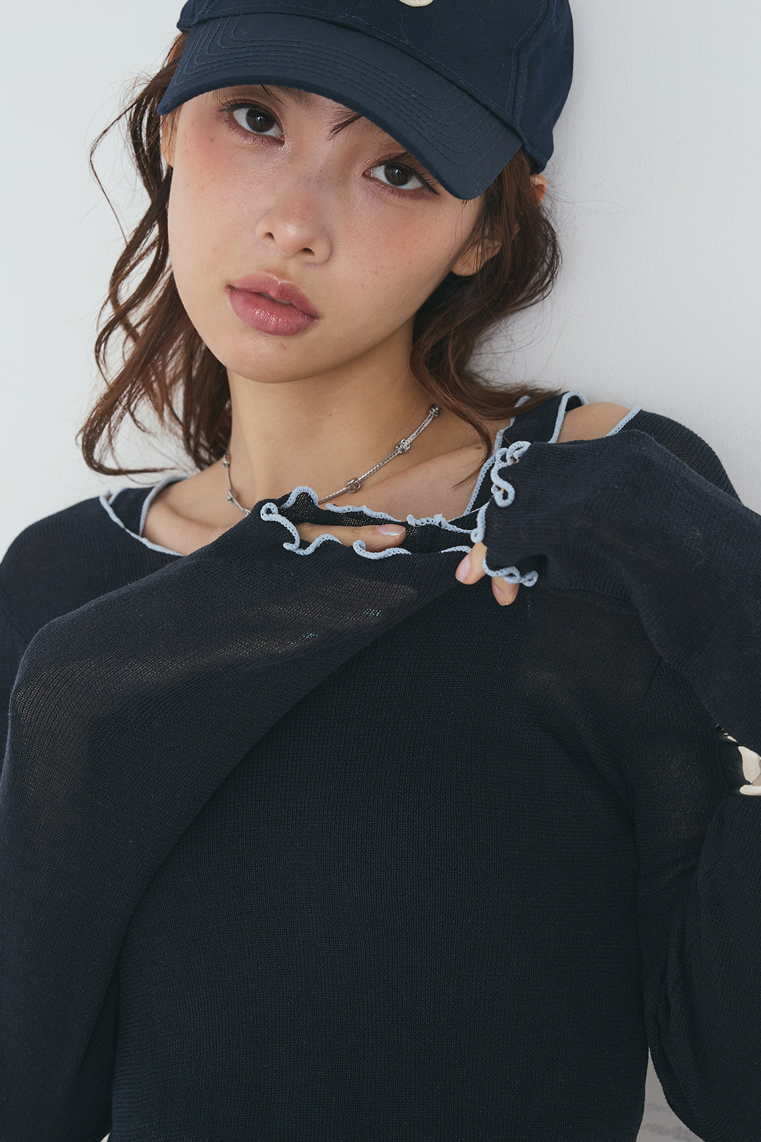 2way配色ステッチトップス＆ノースリーブセット