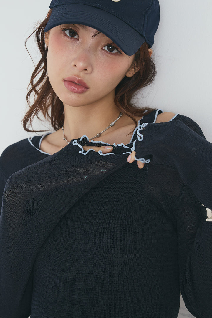 2way配色ステッチトップス＆ノースリーブセット